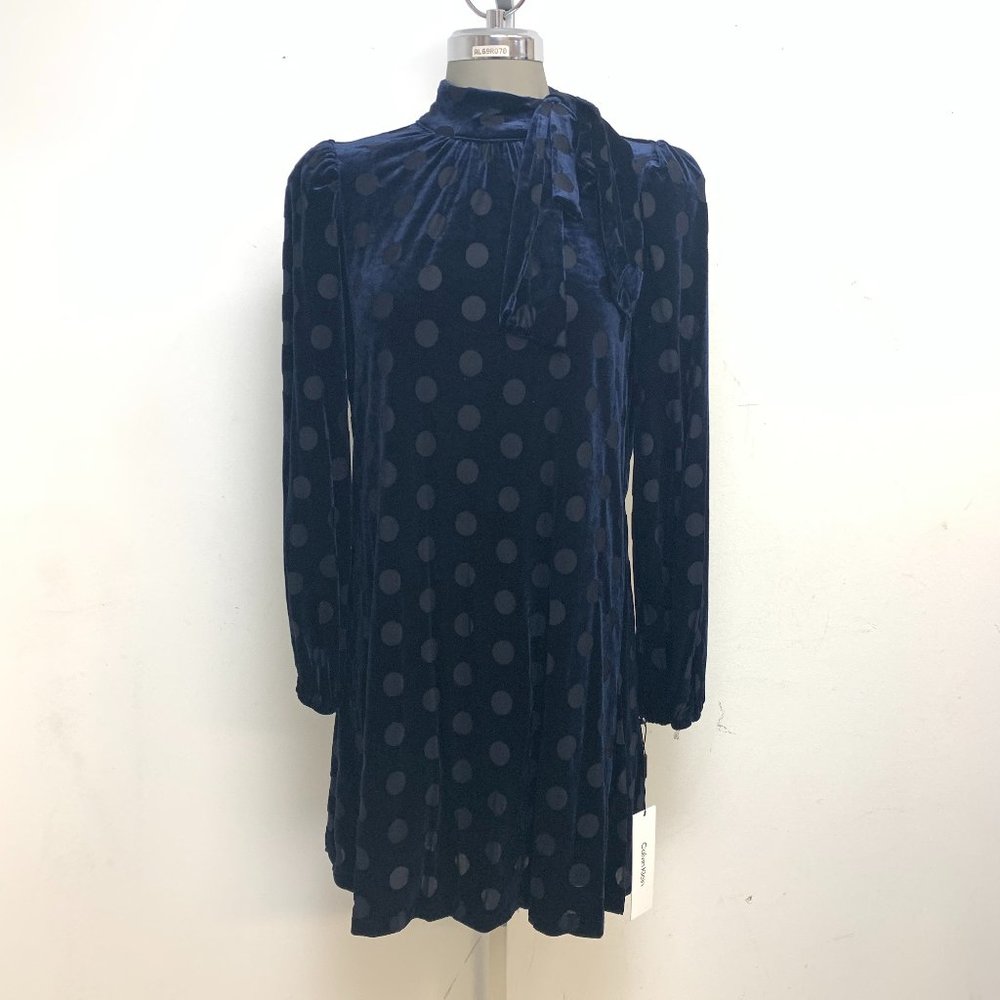 Calvin Klein Navy Polka Dot Mini Dress